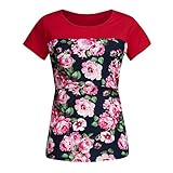 Frauen T-Shirt drucken Kurzarmpflege Floral Mutterschaft für Stillende Oberteile Mutterschaftsb