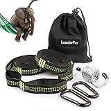 LeaderPro Hängematten Gurte (2er Pack), 3 m x 2,5 cm max 500 kg, Baum Schaukel Befestigung für Camping-Hängemattenzubehör, mit 2 Hakenkarabinern, einem Hängesesselhaken Grü