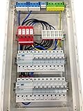 Unterverteilung Hager VU48NC Sicherungskasten Unterputz 4-reihig mit Überspannungsschutz, Klemmblock, 2x CDA440D, 1x MBN316, 13x MBN116, fertig