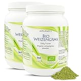 AMLAWELL Bio Weizengras Pulver – 1000 g (2 x 500 g Dose) Bio Weizengraspulver glutenfrei mit wertvollen Vitaminen, Spurenelementen, M