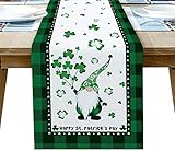 A/H St. Patrick's Day Jute Tischdecke, Maschinenwaschbar mit irischem keltischem Knotenmuster, Tischset wärmeisolierend und rutschfest für die Küche Dekorative (33×229)