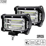 LED Arbeitsscheinwerfer, WZTO 10800LM 24 LED Zusatzscheinwerfer DC 12-24V 72W 5 Inch Auto Scheinwerfer Offroad Flutlicht Spotlight 6000K Wasserdicht IP67 Arb