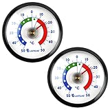 Lantelme 2 Stück Kühlschrankthermometer Set selbstklebend Kühl Gefrierschrank Thermometer analog 8059