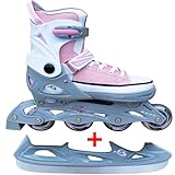 Cox Swain Sneak Kinder Inline Skates & Kinder Schlittschuh 2 in 1 - größenverstellbar ABEC5, Pink, XS (29-32)