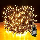 LED Lichterkette Außen, AKASUKI 10M 100LEDs lichterkette Strom mit 8 Leuchtmodis, IP44 Wasserdicht Weihnachtsbeleuchtung innen für Balkon, Garten, Terrasse, Hochzeit, Party, Tannenbaum Deko, Warmweiß