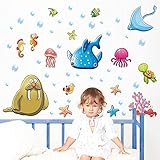Rjjrr Wasserdicht Bad Aufkleber Fisch Meer Cartoon Wandaufkleber Für Dusche Kinder Kinder Baby Badewanne Badewanne Fliesen Bad Aufkleber Abnehmbar S