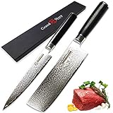 SASCD Damaskusmesser Set Nakiri Utility Küchenmesser VG10 Japanisch Damaskus Edelstahl Chef Chef Gemüse Schneiden Werkzeuge Geschenkbox Messer zum Hacken von Gemüse (Color : A)