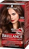 SCHWARZKOPF BRILLANCE Intensiv-Color-Creme 851 Mystisches Schoko-Braun Stufe 3, mit extra Diamant-Glanz-Nachbehandlung, 3er Pack (3 x 143 ml)