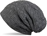 styleBREAKER warme Feinstrick Beanie Mütze mit Flecht Muster und sehr weichem Fleece Innenfutter, Unisex 04024058, Farbe:Dunkelg