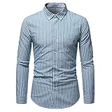 KXZD Hemd Herren Langarm Businesshemd Herren Langarmhemd Gestreiftes Drucken Langarmshirt Fashion Hip Hop Hemd Revers Freizeithemd Slim Fit Strandhemd Casual Party Strickjacke Geschäft H