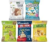 POPCROP Party-Mix Chips Box 8er Pack | 2xProtein, 2xVeggi, 2xMais, 1xBio Buchweizen, 1 x Bio Popcorn aus Blauem Mais | Glutenfrei, Vegan, Rein, NICHT FRITTIERT, ohne Zugabe von Zuck