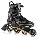 Nils Extreme Inliner für Herren und Damen - Inline Skates - ABEC9 Chrome Kugellager – Rollerblades Erwachsene - 82A Rollen - Rollerskates 43 - Schwarz und Gold - NA2150