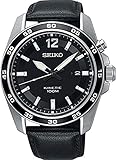 Seiko Kinetic Herren-Uhr Edelstahl mit Lederband SKA789P1