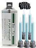 Ber-Fix® Stoßstange Reparatur 2K PUR 60Sek. SCHWARZER 50g Kartusche 1:1mit 5 Spitzen -Kunststoffkleber 2K Kleber Kunststoff-Rep