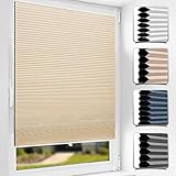 Wabenplissee Verdunklung 40x130cm(BxH) Beige, Plissee ohne Bohren Sichtschutz & Sonnenschutz Rollos für Fenster & Tü