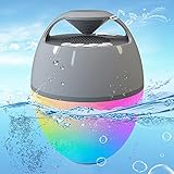 Uekars Bluetooth Lautsprecher Tragbar mit Farbwechselndes Lichter, Freisprech Kabelloser Lautsprecher IP67 Wasserdichter Schwimmender Pool Lautsprecher für Whirlpool,Camp,Outdoor,I