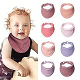 Lulu moon Sabberlätzchen Baby, Absorbierende Dreieckstuch Baby, Weiche Musselin Halstuch Baby With 4 Verstellbares Druckknopf für Kleinkinder, Unisex, Mädchen(8 Stück, Cream)