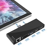 Tragbares Dock für Surface Pro 4/5/6 USB-Hub-Dockingstation mit 1000M Ethernet-Anschluss, 4K HDMI, 2 x USB 3.0-Anschlüssen, SD/Micro SD-Kartenleser, LAN-Adapter für Surface Pro 2016/2017/2018