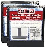 M&H-24 Filter Dunstabzug Aktivkohle Universal - Aktiv-Kohlefilter für Jede Dunstabzugshaube geeignet - zuschneidbar - 47x57cm - Set Fettfilter + Aktivkohle für geruchsfreie Kü