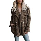 Sumeiwilly Damen Plüschjacke Nachgemachte Kaschmir Warme Teddy-Fleece Jacke Mantel für Herbst Winter Teddy Parka Winterjack