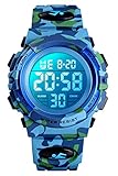 Digitaluhr für Jungen, wasserdichte Sport Uhr Kinder Uhren mit Wecker/Stoppuhr/12-24H, Elektronische Kinderuhren LED Armbanduhr für Junior Teenager (Blue)