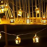 String Light Holzhaus Lampe Landschaftslampe Weihnachtsbaum Dekor Hängende Anhänger Weihnachtsdekoration Licht Home Weihnachtsbedarf-Wie gezeigt 3,0 m, Russische Fö