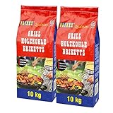BLIXXX Grillbriketts Holzkohle Grillkohle Holzkohlebriketts Holzkohlegrill Grill (20kg)