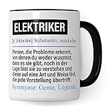 Pagma Druck Tasse Elektriker lustig, Elektriker Geschenk, Spruch Elektroniker Kaffeebecher Geschenkidee, Kaffeetasse Beruf Elektroinstallateur Teetasse Elektrik B