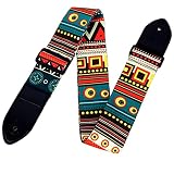 haihaz,Gitarrengurt,Verstellbarer Gitarrengurt,Lederenden Punk Polyester Terylene Gitarrengurt,Längenverstellbarer Gitarrengurt,Gitarrengurt Retro,für E-Gitarre, Akustikgitarre, Bass & Uk