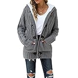 Herbst Und Winter Damen Casual Fashion Hooded Solid Color Pullover Langarm Lose Top Coat Strickjacke D