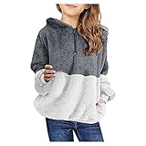 3-9 Years Kids Long Sleeve Hooded for Girls Winter Warm Wool Zipper Pockets Blouse Fall Outfits Tunic Tops (White, 4-5 Years)