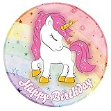 Tortenaufleger Einhorn Unicorn Motiv Essbare Tortendeko Tortenbild Kuchendekoration Fondant Rund Ø20CM