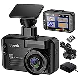 Spedal Dashcam 1296P 140° Weitwinkel, GPS Dash Cam Blitzerwarner Verkehrsalarm 3 in 1,radarwarner für auto, Smart Autokamera G-Sensor Loop Aufnahme + GPS Tempolimits Daten +MicroSD Karte + Sp