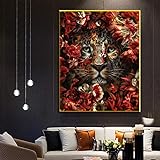 LLXXD Tierkunst Poster druckt Dschungel Tiger Leopard Gemälde auf Leinwand Home Wandbilder für Wohnzimmer Home Wanddekoration-50x70cm （kein Rahmen）