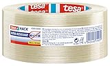 tesapack Ultra Resistant Filamentband - Ultra starkes Premium-Klebeband, glasfaserverstärkt - für schwere Kartons bis zu 30 kg und zur Transportsicherung - 50 m x 50 mm - Transp