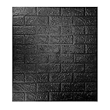 10 Stück 3D Wandpaneele Selbstklebend Tapete Ziegel, 77 x 70 cm Steinoptik Tapete Wasserdicht Wandaufkleber, Schwarz Wandtapete Schaumstoff für Wanddek