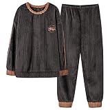 TTCI-RR Schlafanzug Winter coral fleece männer pyjamas dicke warme mens nighty seepfwear set langarm runder hals lose weich plus größe männliche lounge homewear Pyjama (Color : A, Size : XL)