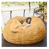 Sitzsack Bezug, Faules Sofa,Klassischer Sitzsack aus Kunstpelz, Riesiger Pelz-Sitzsack Sofabezug, extra groß, waschbar, Sitzsackbezug für Kinder, Sitzsack-Bezug ohne Füllung(Color:yellow,Size:5FT(1
