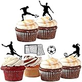 Set mit 24 Fußball-Cupcake-Toppern, Fußball-Cupcake-Topper, Sport-Kuchendekoration für Fußball-Party, Dekoration, Sport-Party-Dek