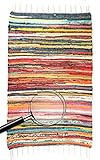 Flickenteppich, Fleckerlteppich, Webteppich, 80x120 cm, Kelim Teppich mit Fransen, Wohnzimmer Teppich bunt, Teppich Baumwolle & Poly