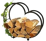 DanDiBo Kaminholzregal Innen Metall Herz Kaminholzständer 64 cm 181134 Holzkorb Kaminholzhalter F