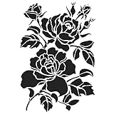 Ideen mit Herz Laser-Kunststoff-Schablone | DIN A4 | Perfekt geeignet für Textilgestaltung, Wandgestaltung, Fenster, Papier, Scrapbooking, Kinder, Basteln, DIY (Rosen)