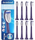 8er demirdental Aufsätze Extra Soft passend für Philips Sonicare Ersatzbürsten ProResults, extra Weiche Borsten für sehr empfindliche Zähne, Lila, HX6058ep