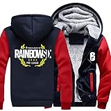 dhyw Herren Zip Hoodies Sweatshirts für Rainbow Six Print Fleece Kapuzenjacken Baseball Uniform Herbst Winter Warme Dicke Pullover Mäntel Tops - Geschenk-B||S