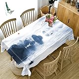 CCBAO 3D Blume wasserdichte Tischdecke Rechteckige Küchentischdecke Home Wohnzimmer Dekoration Couchtisch Tisch Quadratische Tischdecke Für Gartenpartys Im Innen- Und Außenbereich 140x220