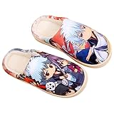 YZJYB Gintama Japanisch Cartoon Warm Baumwolle Hausschuhe für Herren Damen 3D Drucken Sakata Gintoki Korallenvlies Pantoffeln,Schwarz,EU 39~42(280)