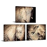 3-teiliges Giclée-Leinwandbild, Sepia-wilder afrikanischer Elefant, Wandkunst, Tiermalerei, Kunstwerk für Ofiice, Schlafzimmer, Dekoration, fertig zum Aufhängen, 30,5 x 40,6 x 30,6