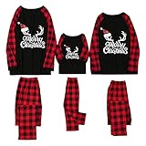 Weihnachten Familie Schlafanzug Weihnachtsmann im Schnee Print Pyjamas Outfit Mutter Vater Kind Weihnachten Pyjama Set Langarm Rot Karierte Tops Lange Hosen Sets Nachtwäsche Pyjamas S