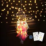 Nice Dream Kinder Traumfänger Einhorn mit LED Licht, Handgemachte Federn Blumen Traumfänger, Einhorndekorationen für Wandbehang Wohnkultur Ornamente Handwerk