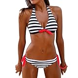 Kobay Frauen Bikini Set gestreiften Badeanzug Bademode Beachwear Badeanzug